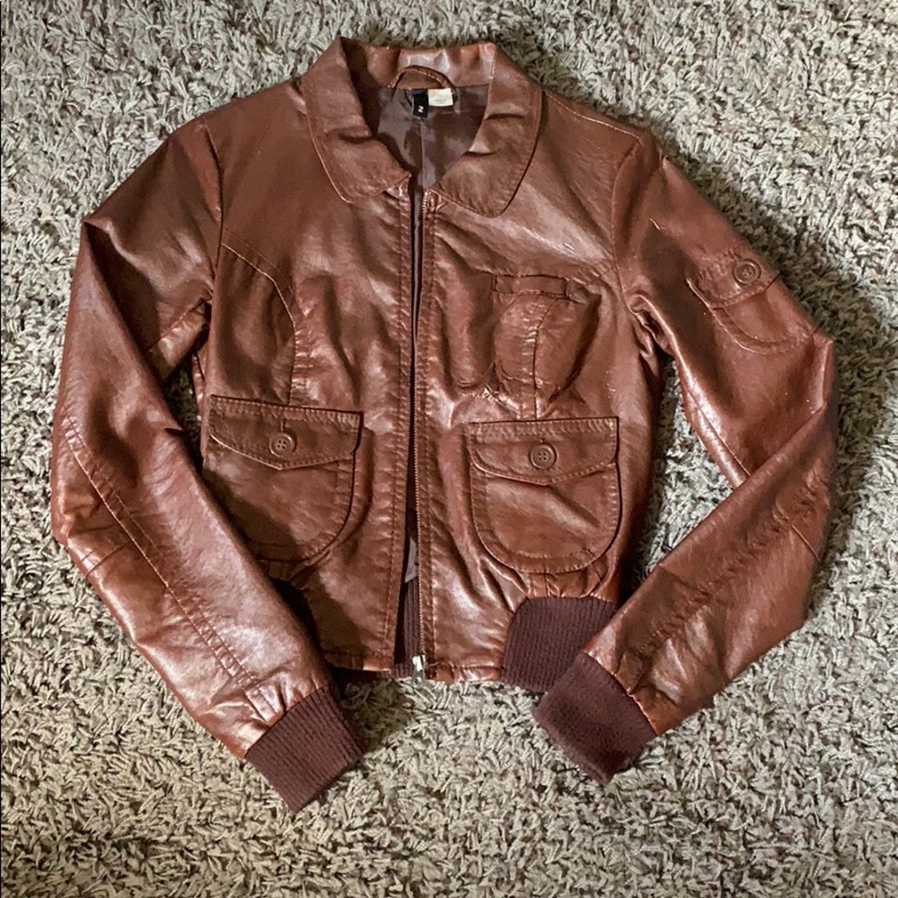 Brown faux leather jacket